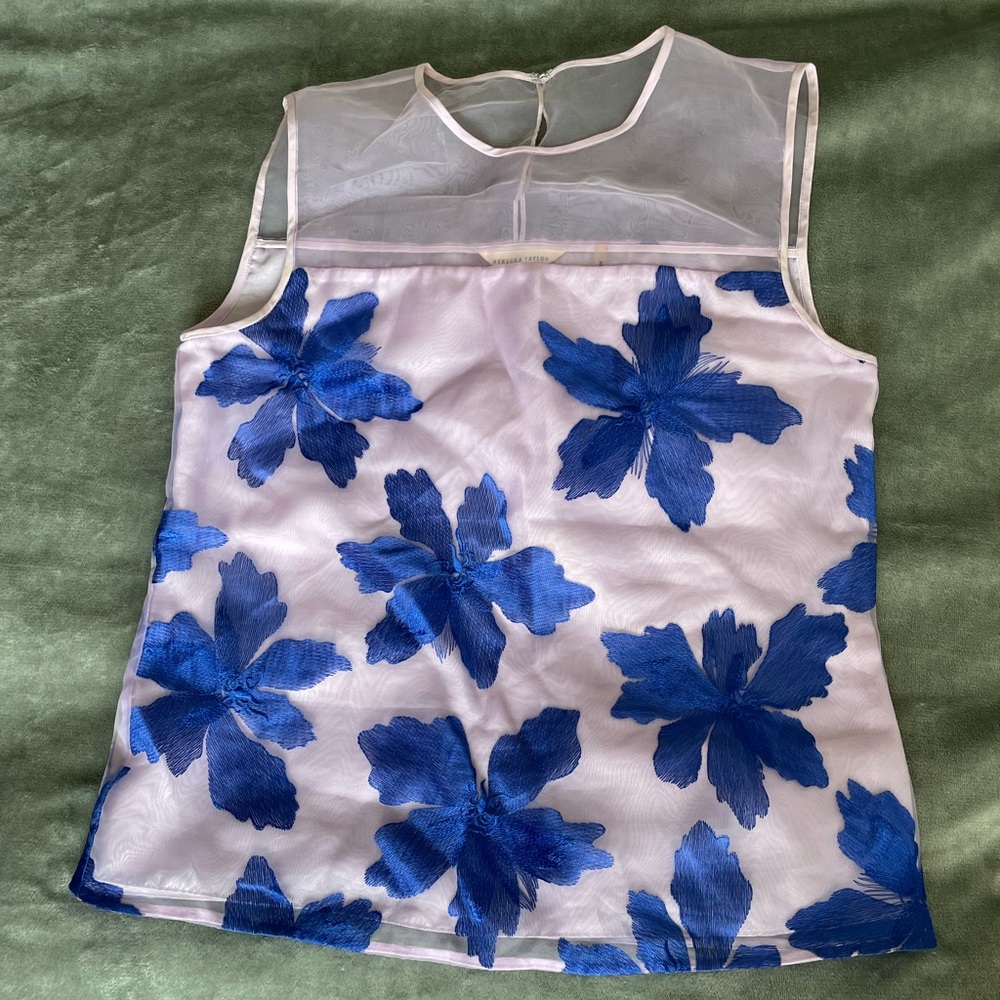 Rebecca Taylor lavender and Royal blue floral tank, EUC